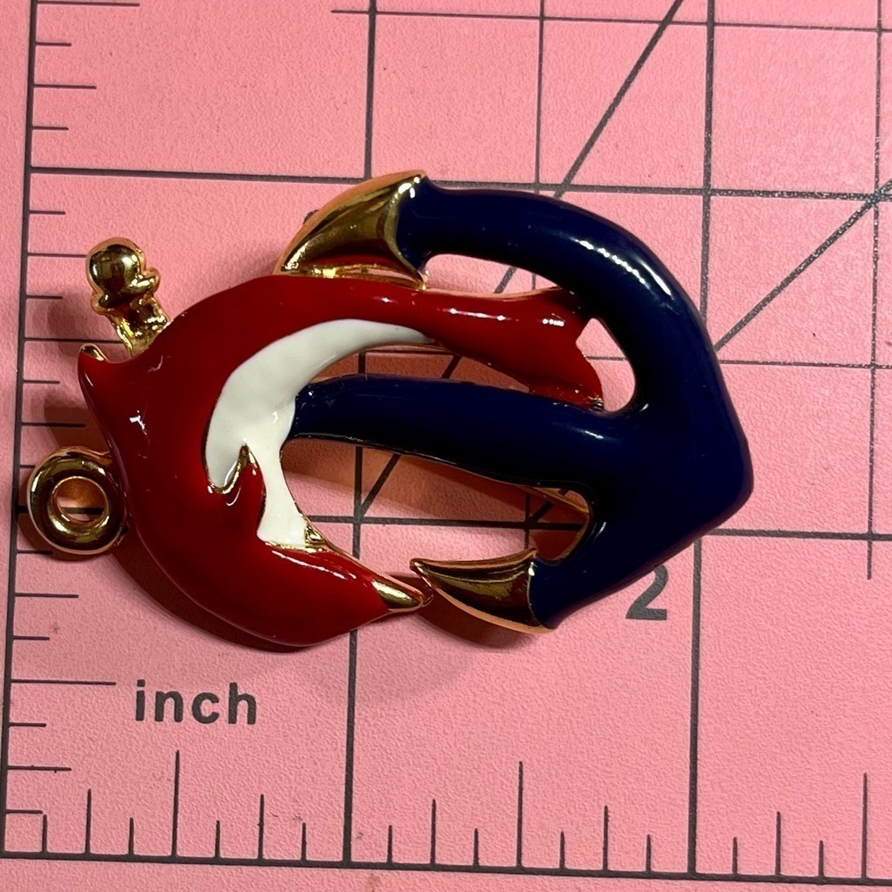 Vintage Covani Dolphin Anchor Brooch - Picture 3 of 3